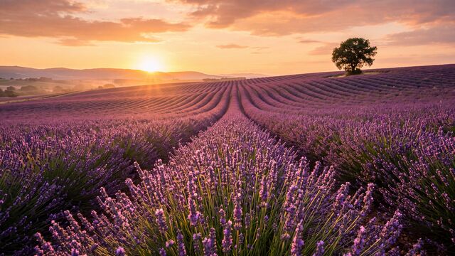 Lavender Field at Golden Hour wallpaper