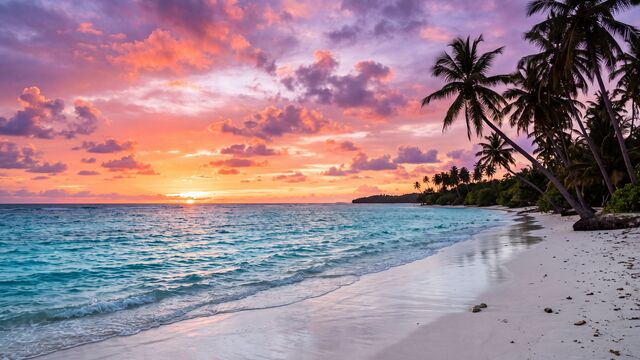 Tropical Beach at Sunset wallpaper