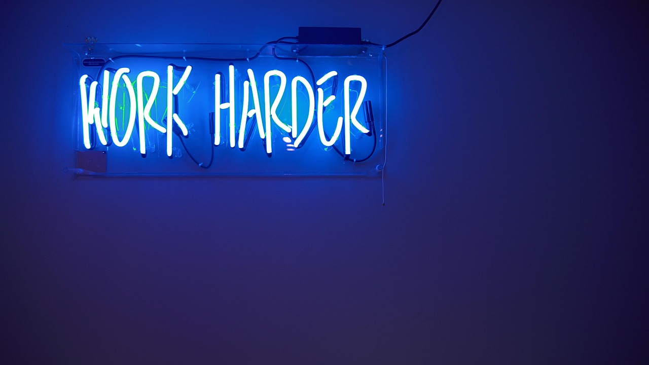 Work Harder Blue Motivation wallpaper