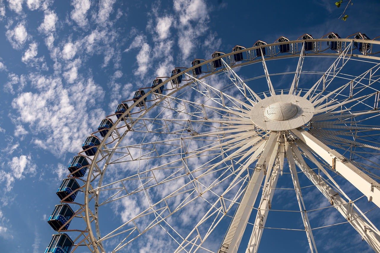 Ferris Wheel Blue Sky Clouds wallpaper