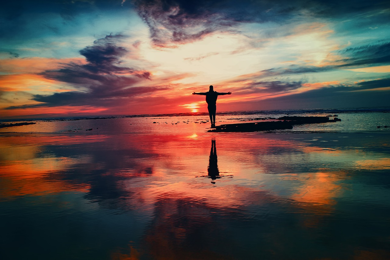 Ocean Sunset Person wallpaper