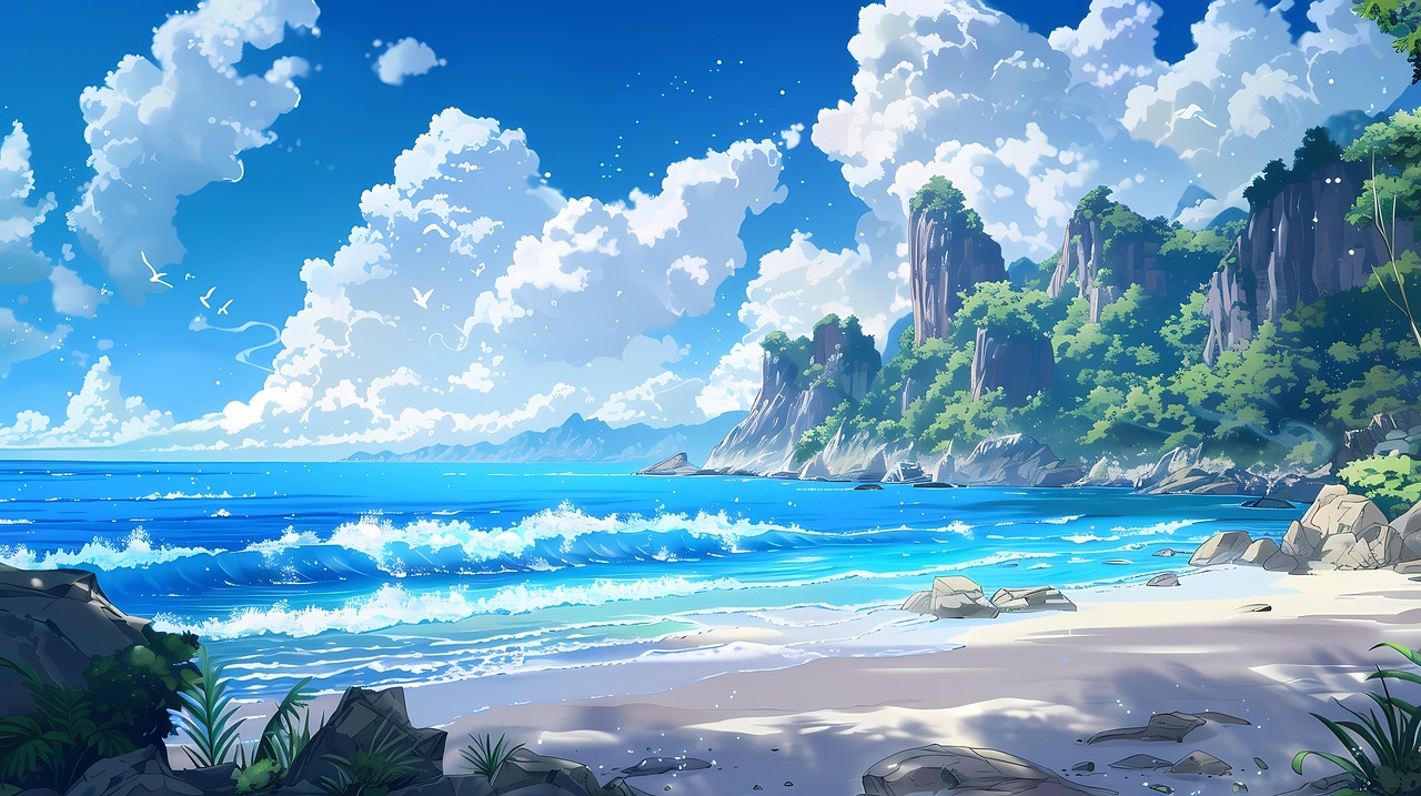Anime Beach Ocean wallpaper