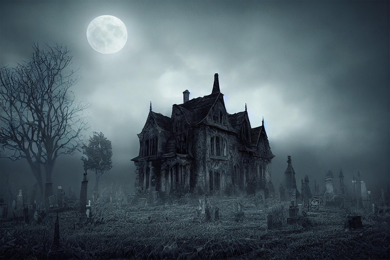 Haunted House Halloween Graveyard wallpaper