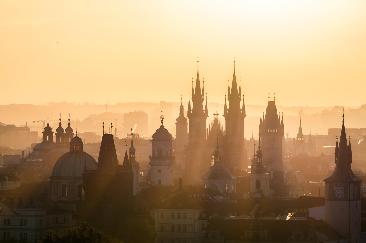 Prague Buildings Sunrise wallpaper
