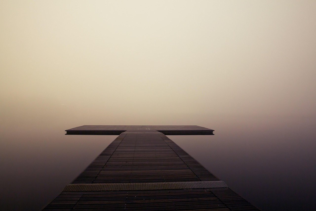 Pier Fog Lake wallpaper
