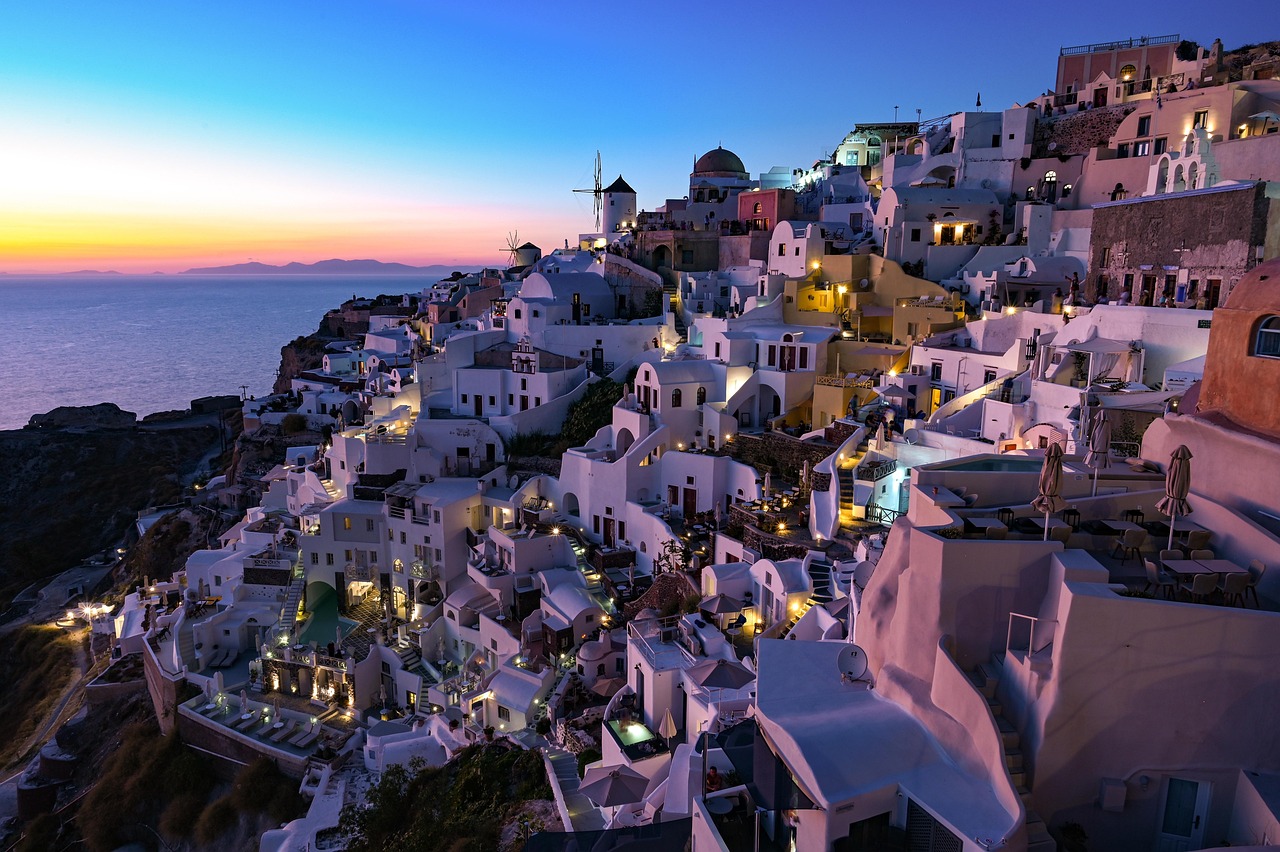 Sunset Houses Greece wallpaper