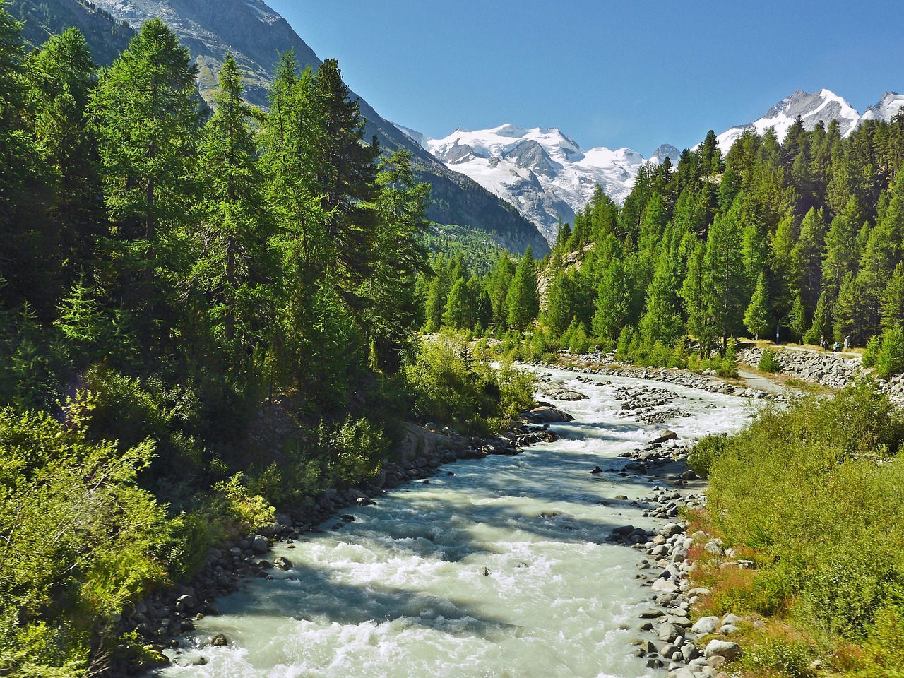 Mountain Spring Glacier Water Alps wallpaper