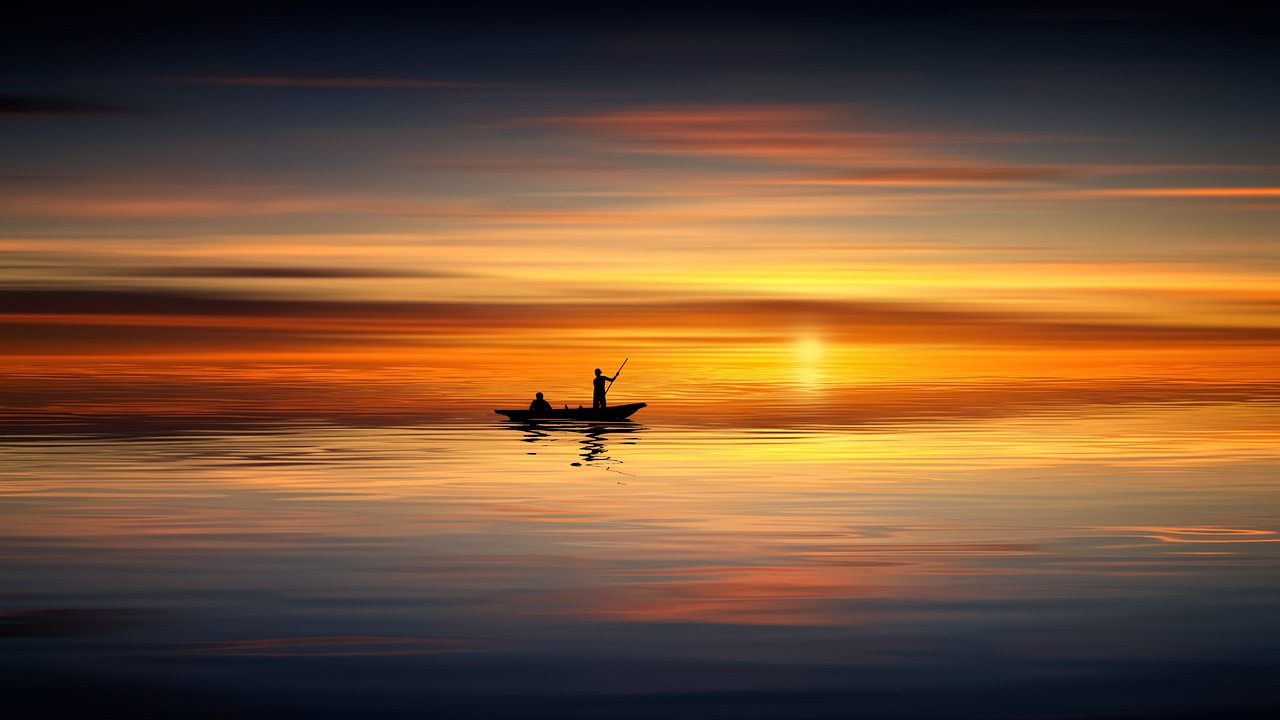 Sunset Ocean Fishing wallpaper