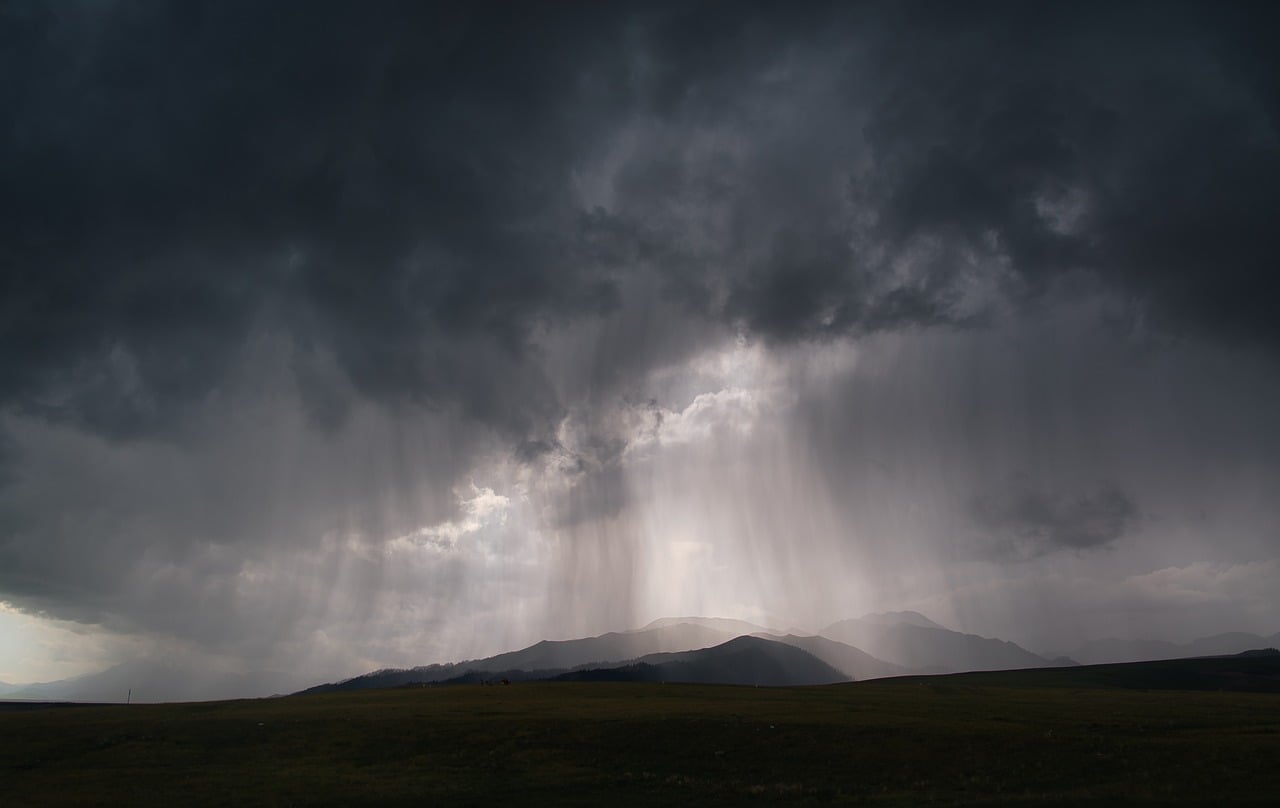 Thunderstorm Rain Double Rainbow wallpaper