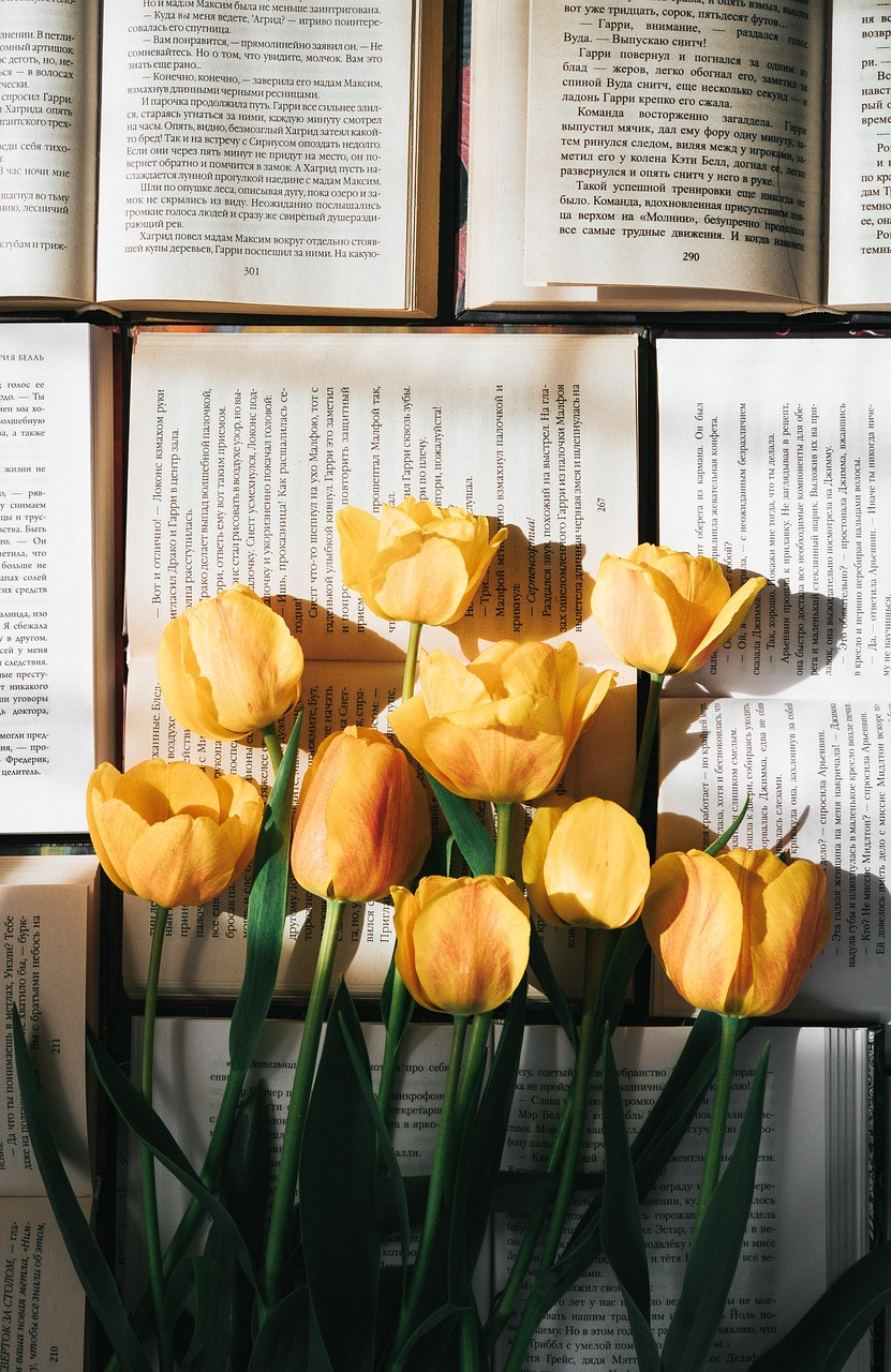Tulips Flowers Books wallpaper