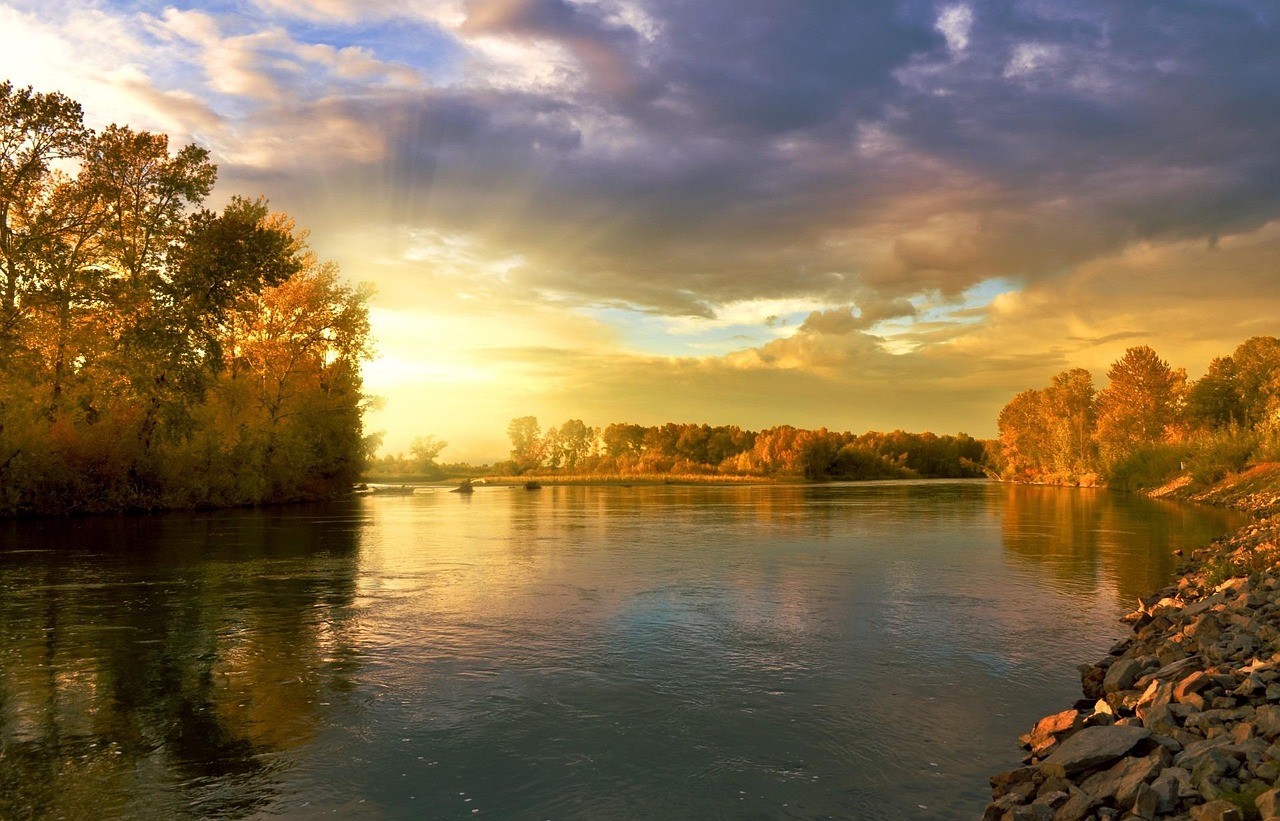 River Autumn Trees wallpaper