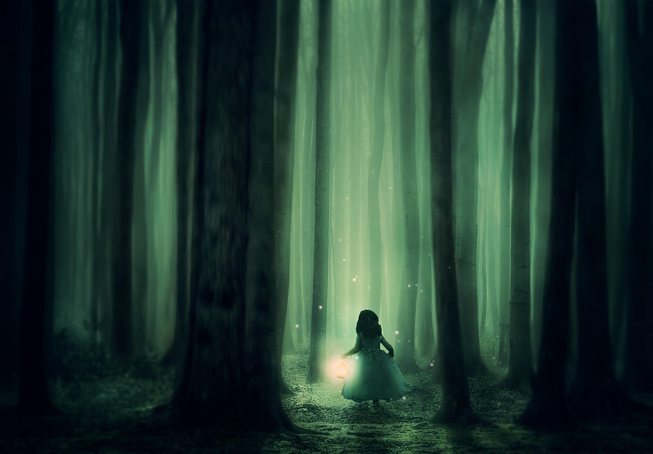 Forest Girl Trees wallpaper