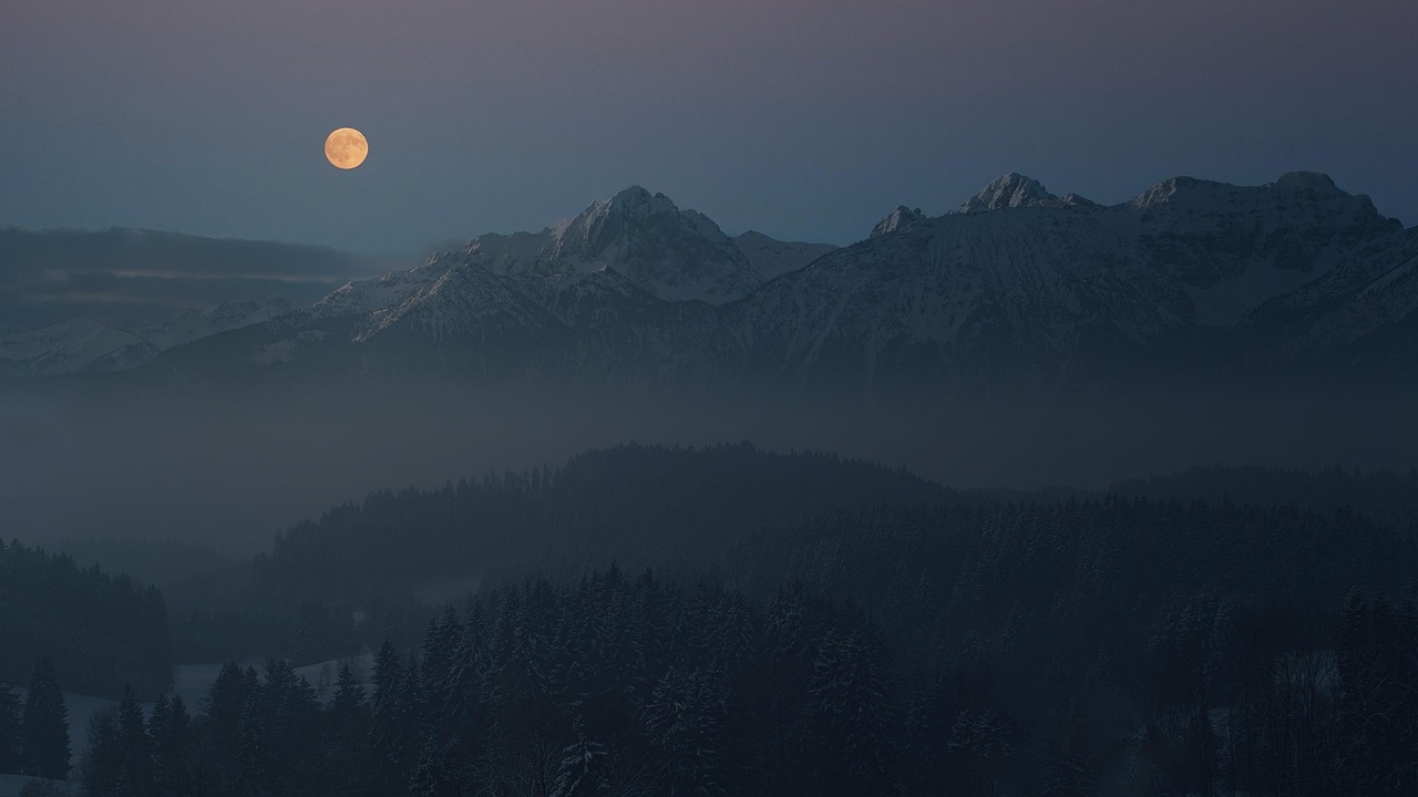 Night Moon Mountains wallpaper