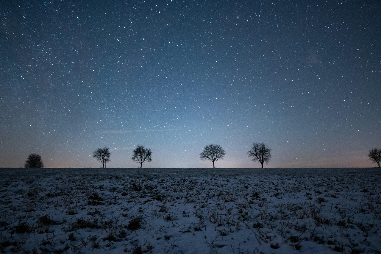 Night Sky Stars Snow wallpaper
