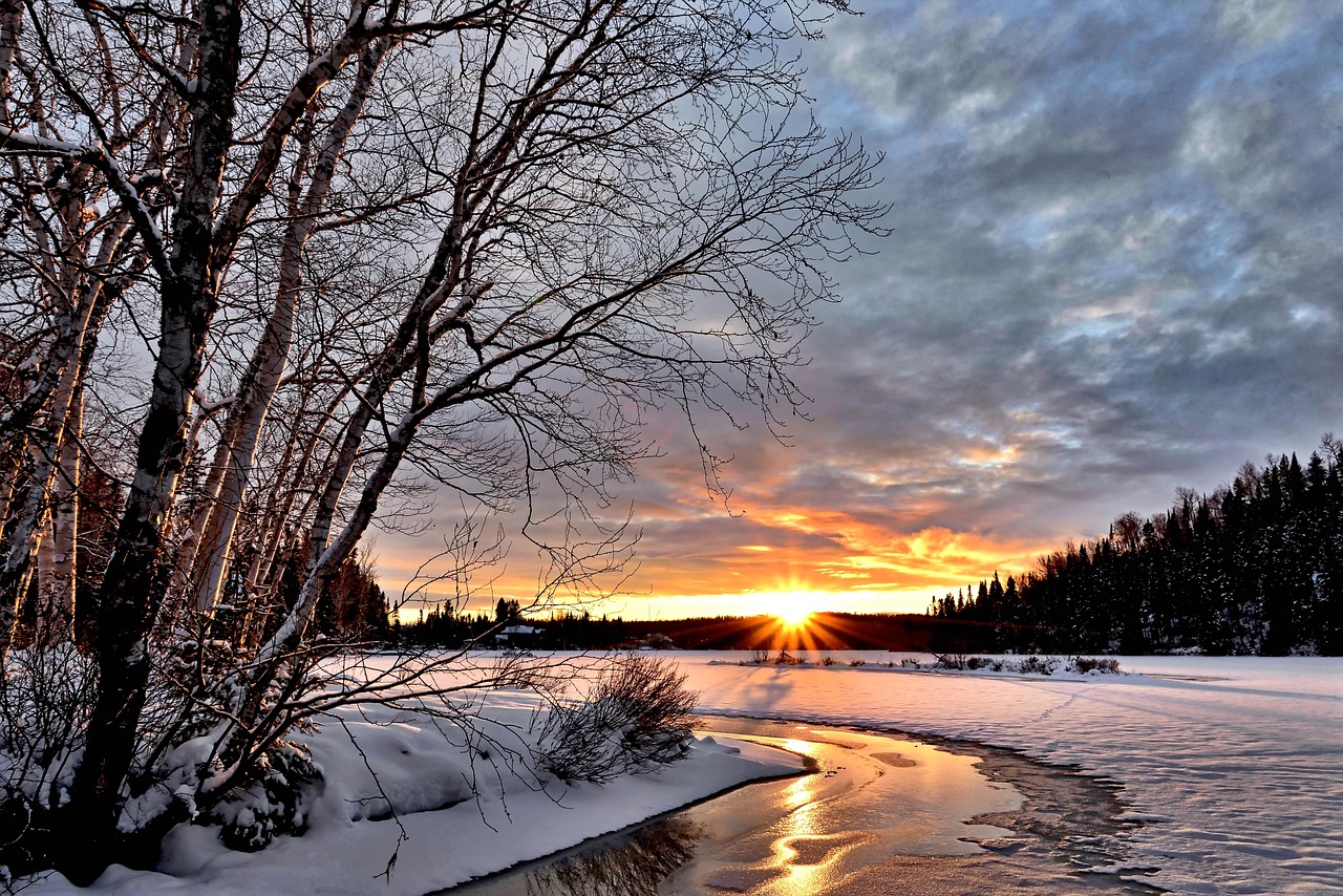 Winter Landscape Sunset Twilight wallpaper